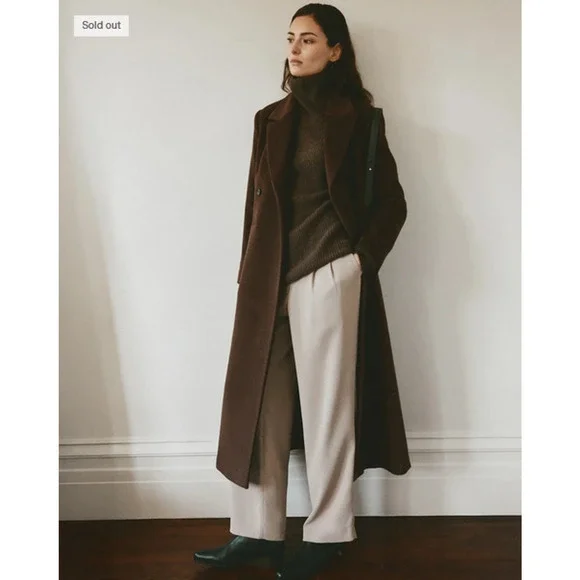 Quince Wool Cashmere Tailored Long Coat S Dark Chocolate NWOT - Picture 6 of 8